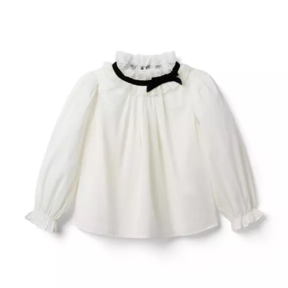 Janie and Jack White Blouse with Black Bow